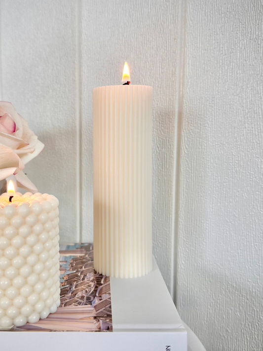 Ribbed Pillar Candle